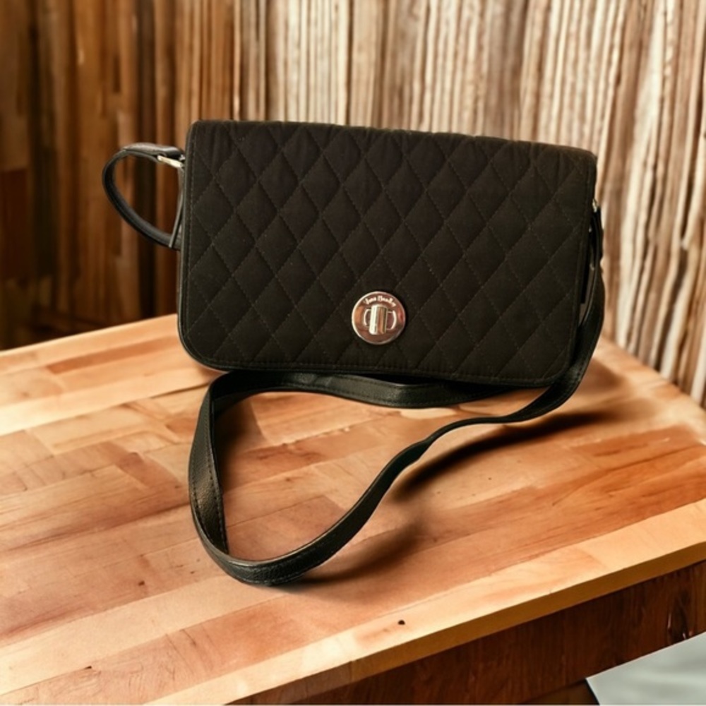Vera Bradley Black Quilted Crossbody Bag with Turn-Lock Closure